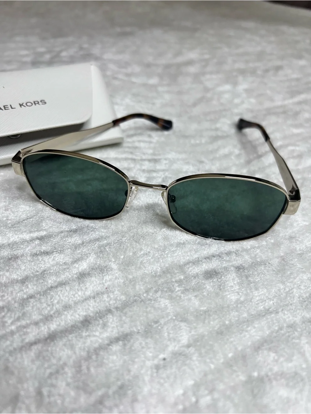 Michael Kors Gold Frame Sunglasses with Green Lenses